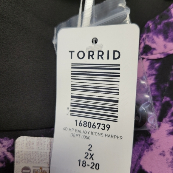Torrid Harry Potter Galaxy Icons Harper Georgette Blouse Purple Gold 2X - Picture 7 of 8